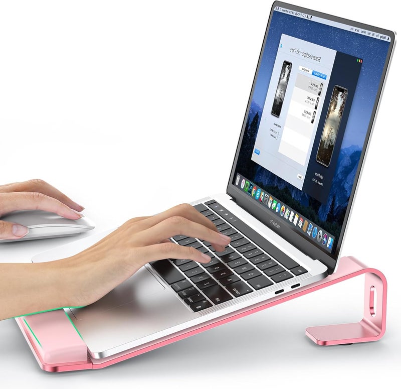 LOXP Laptop Stand for Desk, Laptop Stand with Wrist Support, Ergonomic Detachable Laptop Riser, Mount, Holder Notebook Computer Stand for MacBook Air Pro, HP, Dell, XPS, HP (10-17") Laptops - Pink - Image 1